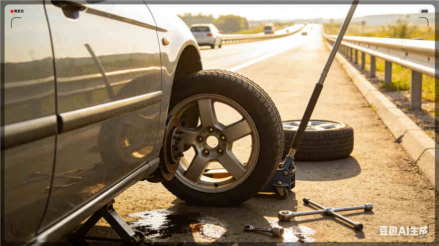 双湖高速公路扎胎-汽车流动补胎